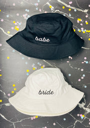 Bride and Babe Bachelorette Party Hats | Colorful Wedding Party Bucket Hats | Lots of phrases